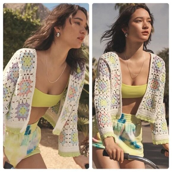 Alice + Olivia Anderson Crochet Cardigan Large - Picture 1 of 16